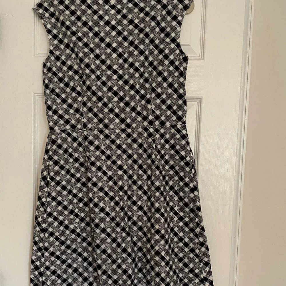 Women’s Brooks Brothers Black&White Gingham Plaid Print Cap Sleeve Dress Size 10